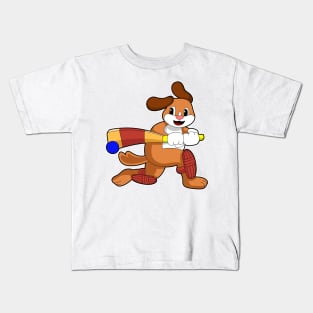 Dog at Cricket with Cricket bat Kids T-Shirt